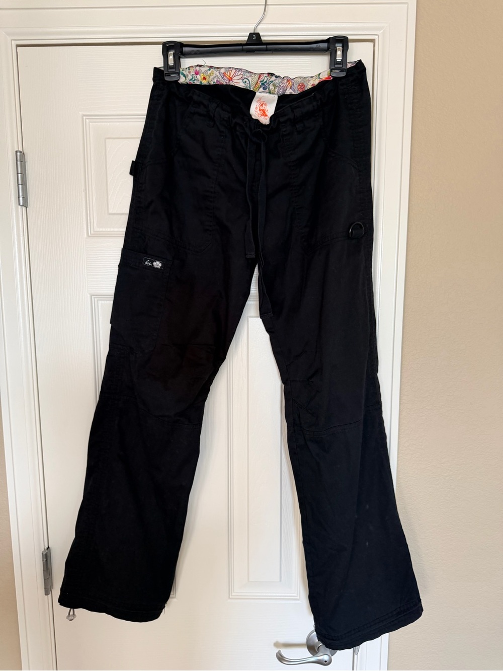 koi Black women’s Lindsay Cargo Scrub Pants with Drawstring Waist